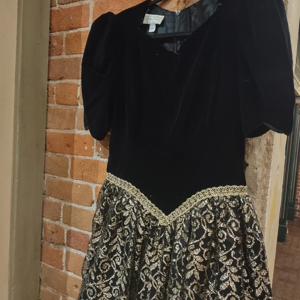 Vintage 80s Scott McClintock Prom Evening Formal Dress Velvet Cocktail Black 10 - Picture 7 of 12